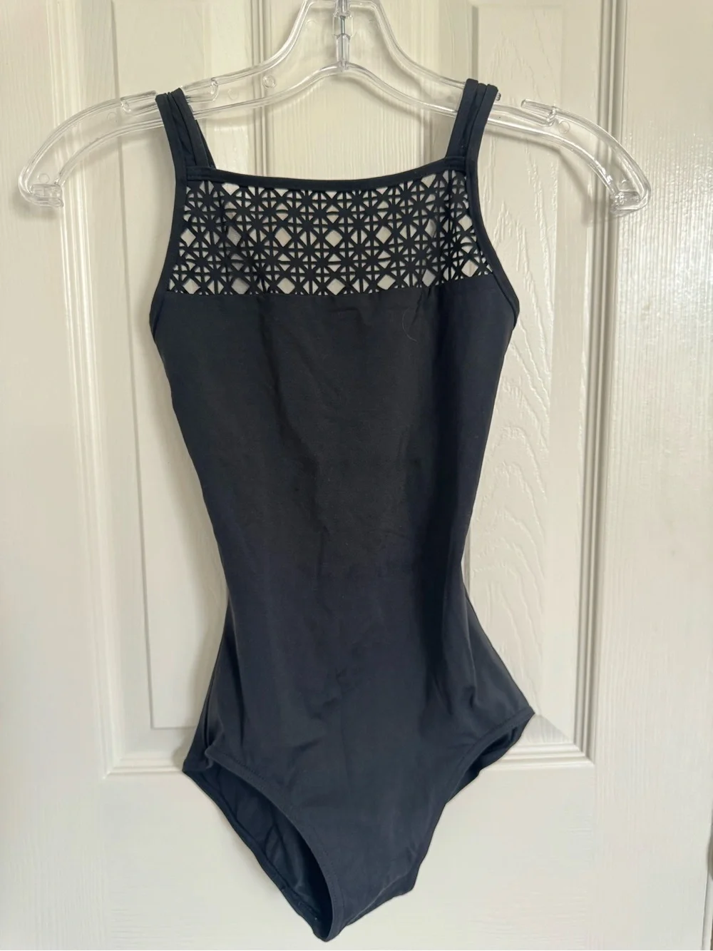 Capezio Black Leotard with Lattice Detail